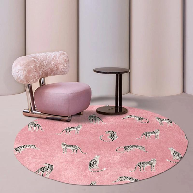 Leopard Print Bedroom Decor Round Rug Fluffy Soft Carpets for Living Room Modern Minimalist Plush Carpet Home Non-slip Floor Mat