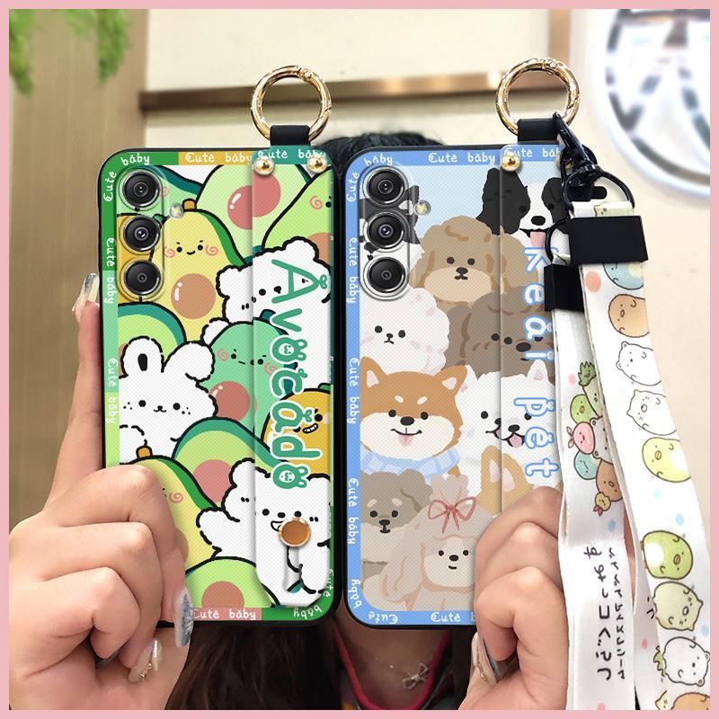 Cute Ring Phone Case For Samsung Galaxy M34 5G/F34/SM-M346B Wrist Strap Anti-dust Silicone Back Cover Protective Cartoon