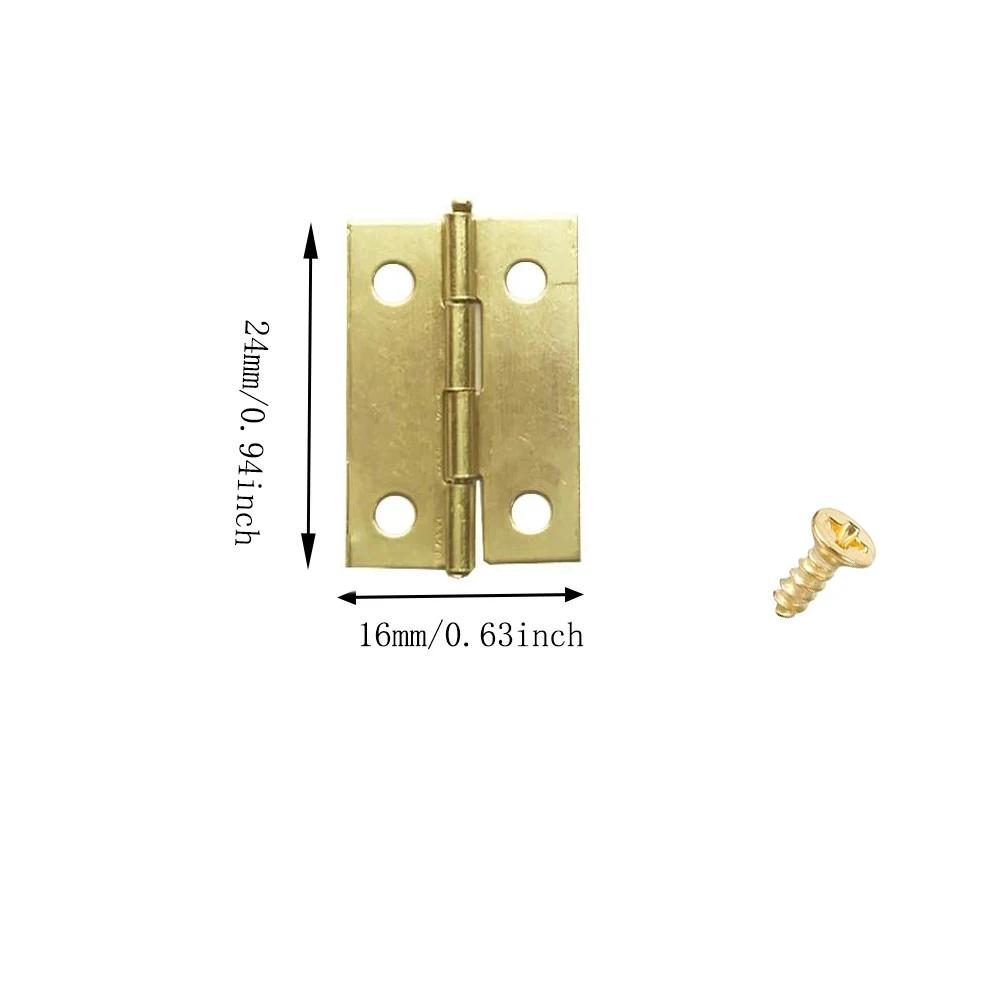 10-25pcs Mini Antique Brass Cabinet Hinges with Screws for Jewelry Gift Box Wooden Wine Chest Door Hardware