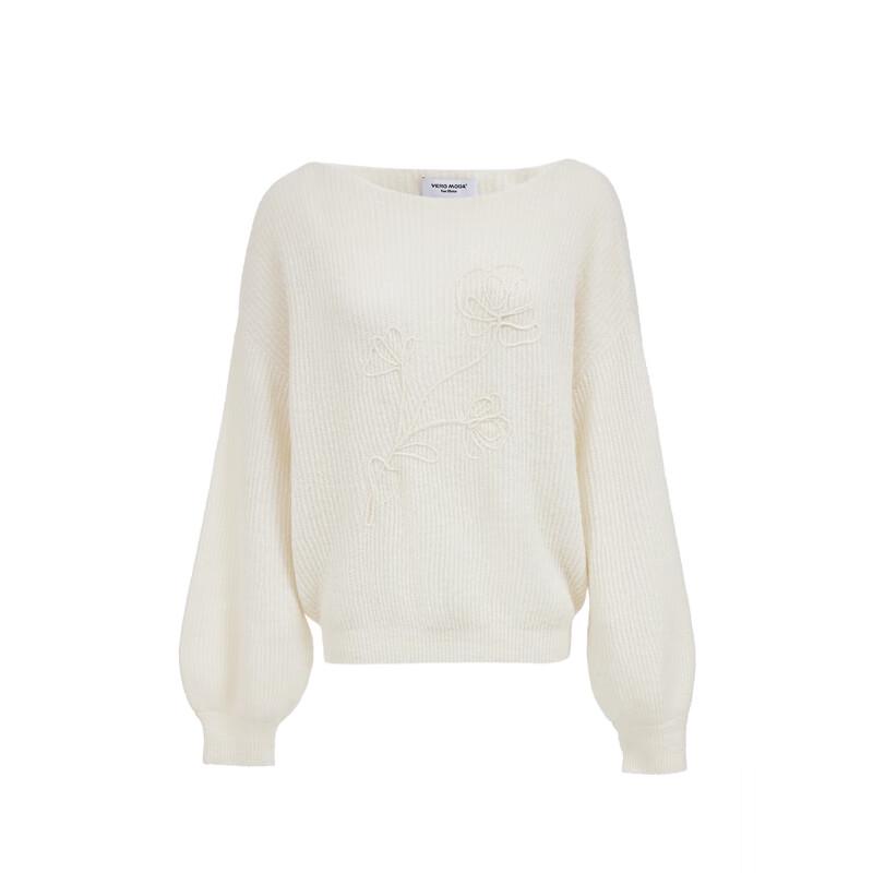 VEROMODA Women's Off-Shoulder 3D Embroidered Knit Sweater