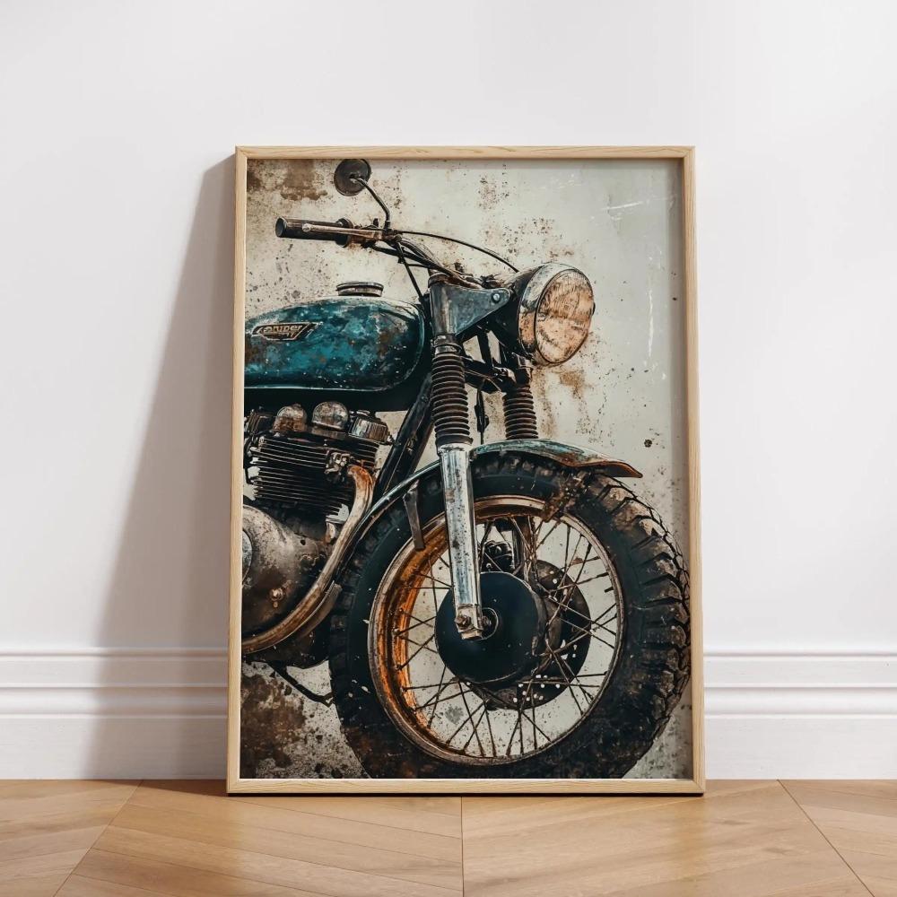 Винтажный постер Cafe Racer – Гранж Мотоциклетное Настенное Искусство Рустикальный Декор Гаража Смелый Принт Мотоцикла Ретро Подарок Байкеру Индустриальные Вайбы