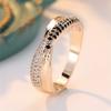 1 Pair Golden Color Black White Stone Cross Ring Wedding Band Valentine's Day Mother's Day Jewelry