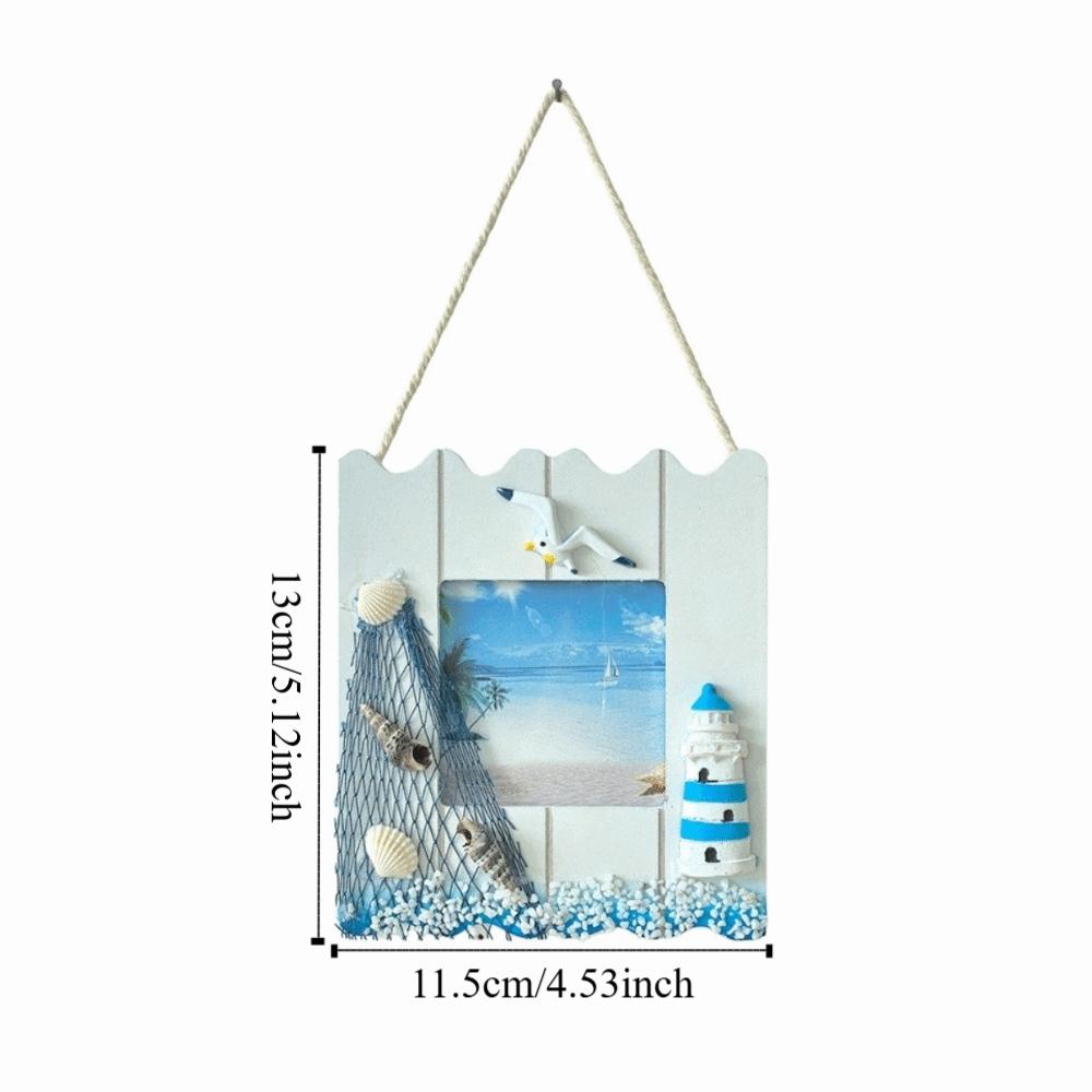 Фоторамка в морском стиле, деревянный материал, настенный подвес для украшения, украшение для спальни
