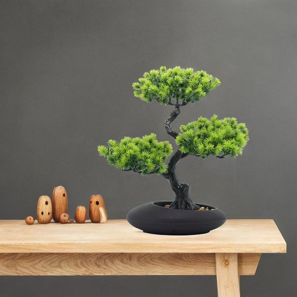 Artificial Potted Greeting Pine Lifelike for Kitchen Dining Room Lightweight Light Green Artificial Cedar Tree Bonsai Indoor Far