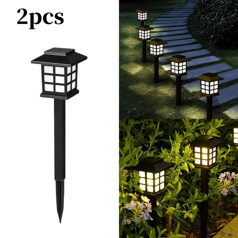 2pcs Solar-Powered LED Pathway Lights - Outdoor Garden & Lawn Decor, Warm Yellow Glow, Landscaping, Solar Garden Lights
