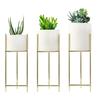 Ceramic Flower Pot with Metal Stand Floor Standing Flowerpot Holder Iron Frame for Heavy-Duty Pots Offices Homes Indoor Display