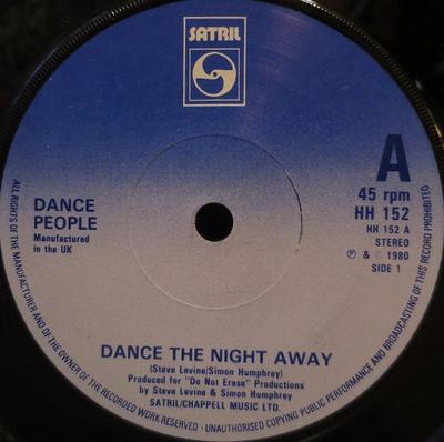 7-дюймовая пластинка DANCE PEOPLE - Танцуй всю ночь напролет HH152 Satril 1980 UK Танцевальная и электронная музыка Б/У
