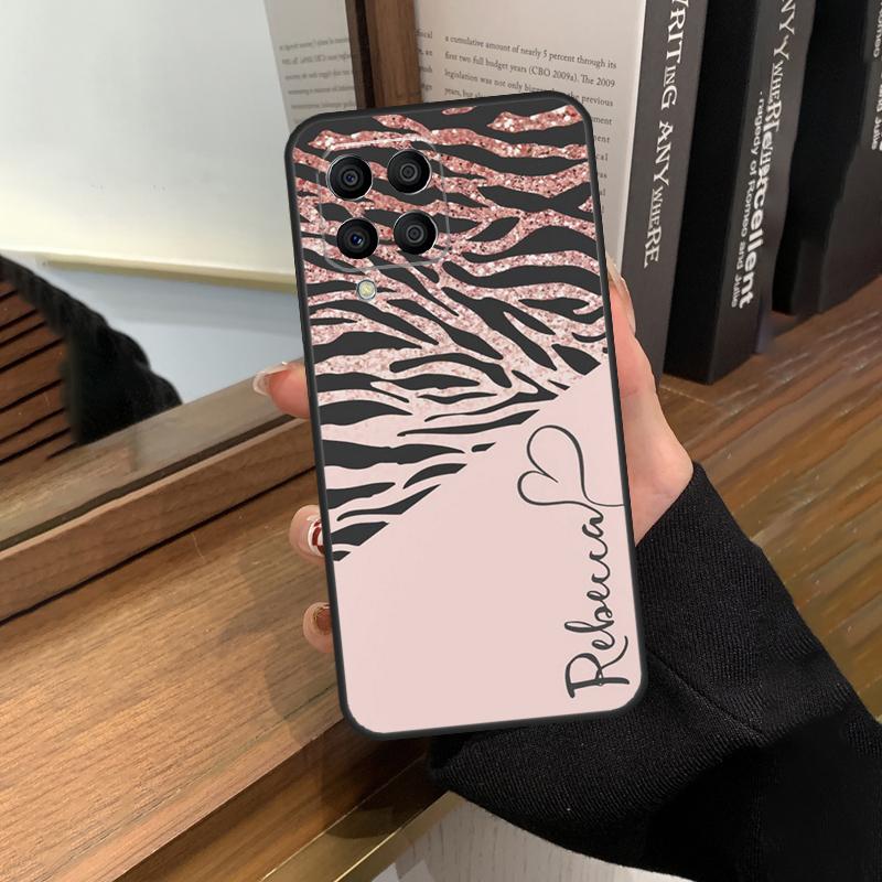 Personalised Animal Print Name Heart Cover For Samsung Galaxy M23 M33 M53 M13 M51 M11 M31s M30s M12 M32 M52 M20 M14 M34 M54 Case