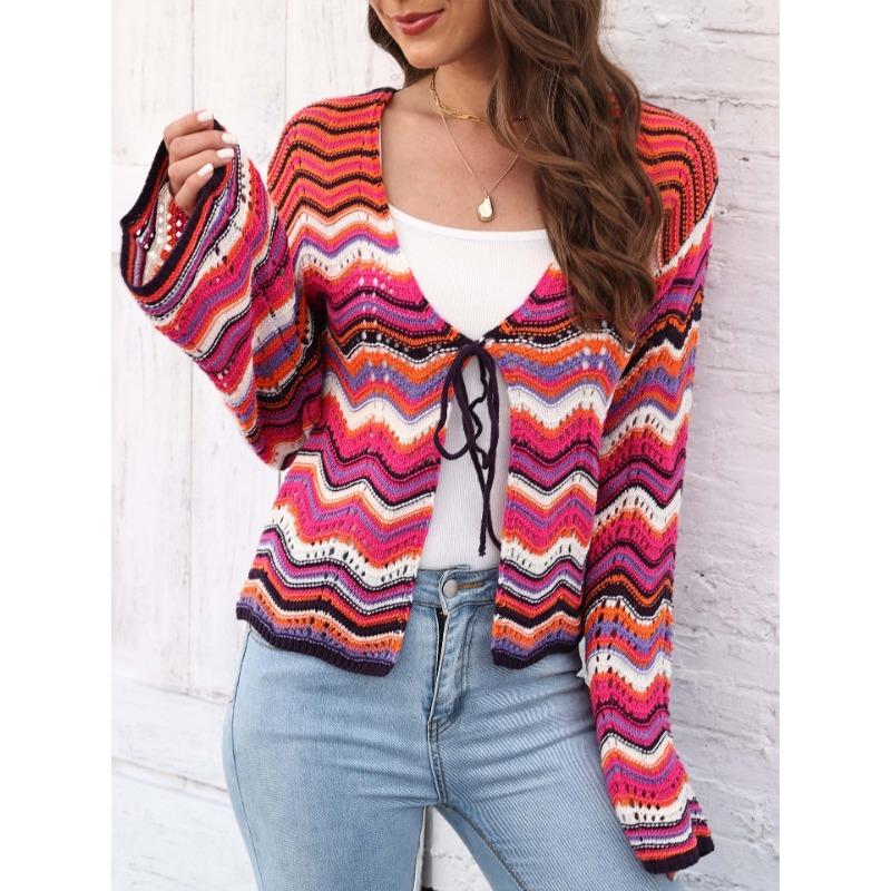 Women's Fall and Winter Wavy Patchwork Striped Sweater