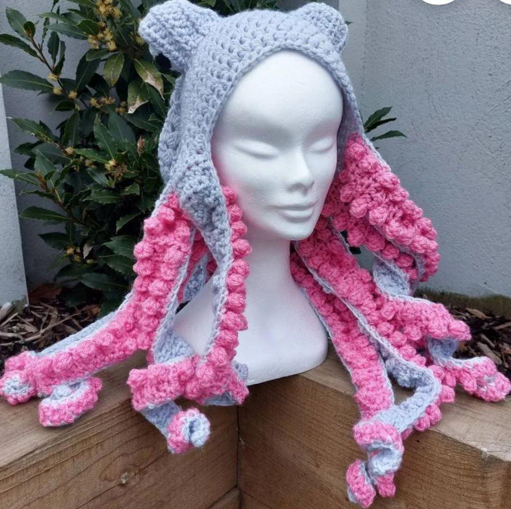 Хэллоуинская вечеринка, забавная голова осьминога, вязаная крючком шерстяная шляпа осьминога