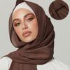 Мусульманский шифоновый хиджаб-шарф женский готовый к носке с застежкой мгновенный хиджаб длинный однотонный головной платок женская мусульманская вуаль трикотажный хиджаб