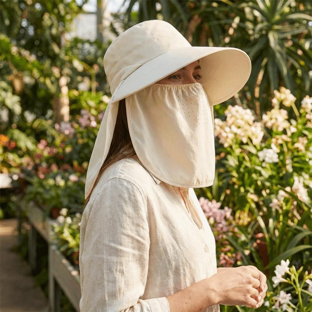 Adjustable Sunshade Shawl Cap Face Cover Neck Protection Cap Portable Picking Tea Hat  Travel