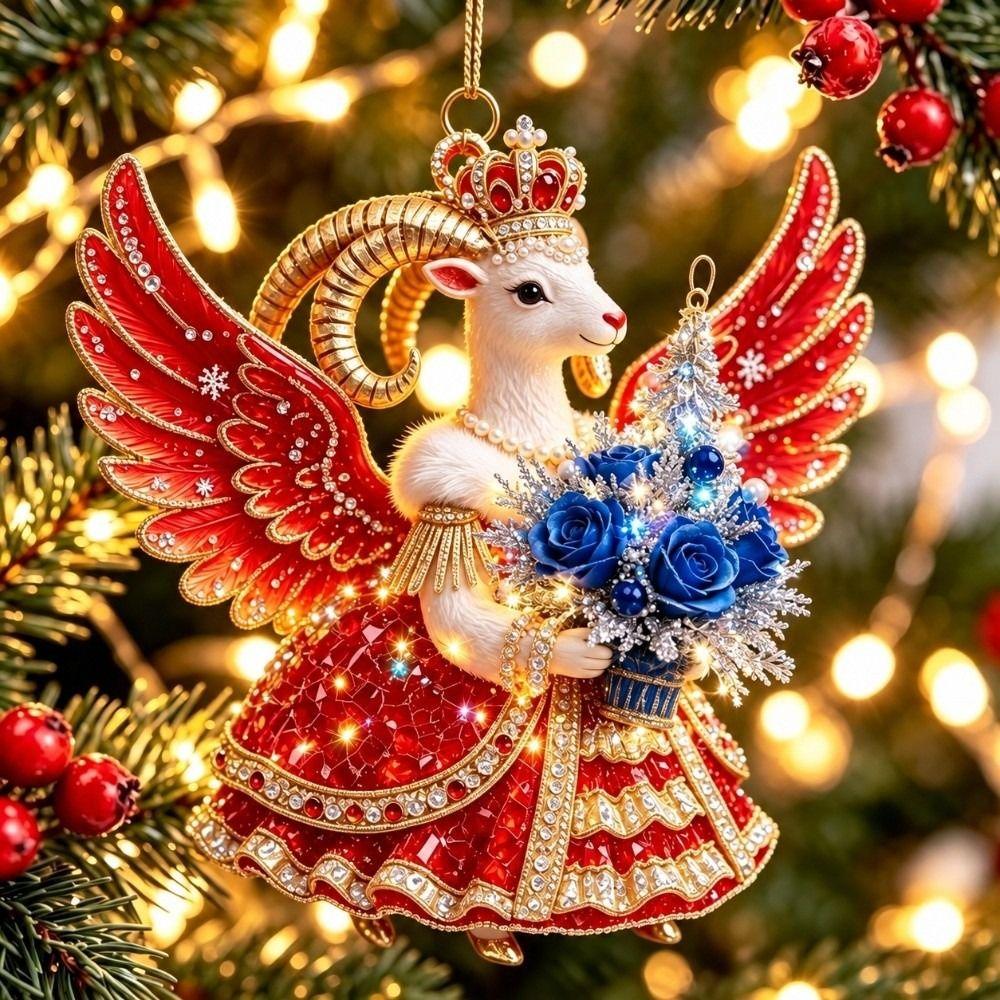 Lightweight Zodiac Sheep Ornament Acrylic Lamb Hanging Decor Christmas New Year Decoration