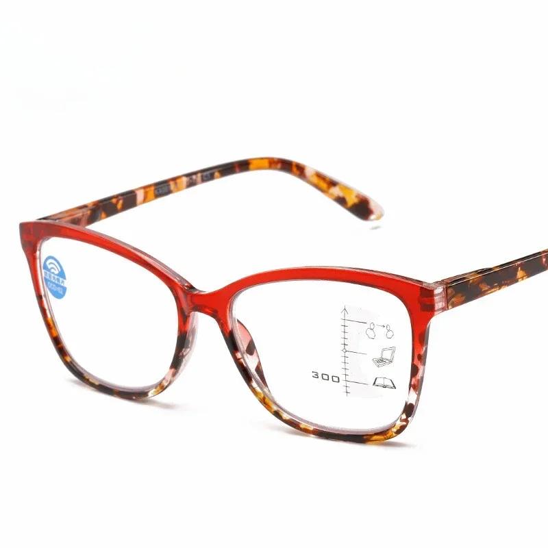 Women's New Style Colorful Glasses Frame Progressive Multifocal Presbyopia Eyeglasses Neutral Fashion Style Retro Style Anti-blue Light Reading