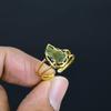 Peridot Handmade Gemstone Ring, Copper Electroformed Ring Antique Jewelry, Adjustable Ring Engagement Gift