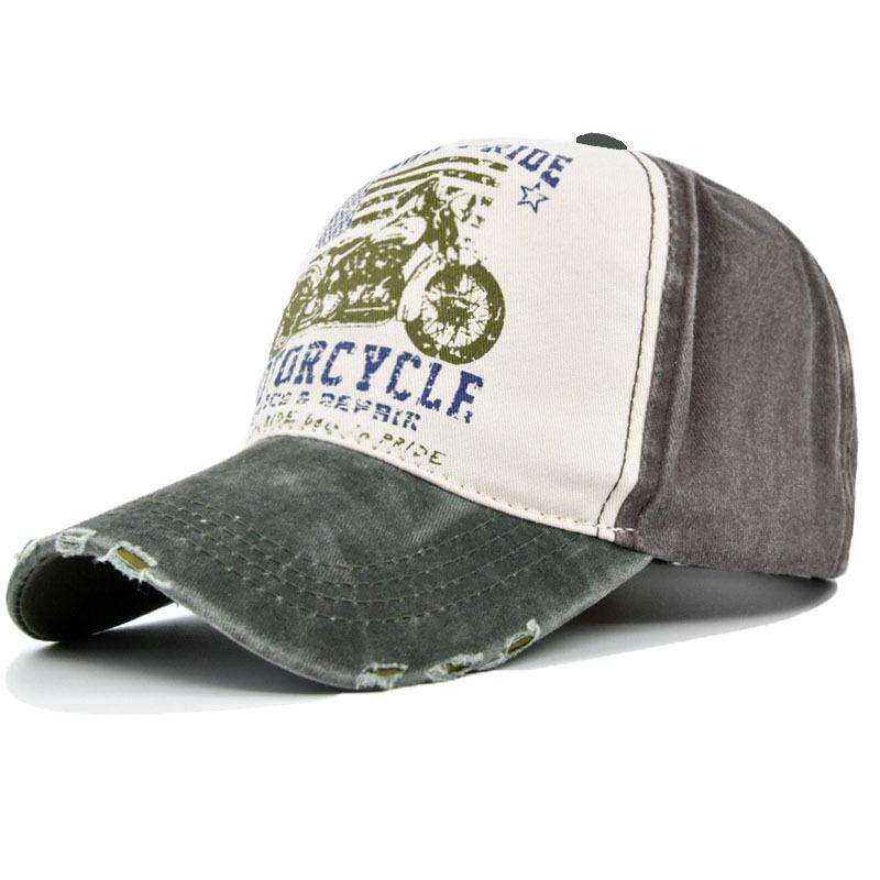 Бейсбольная кепка с мотоциклетным принтом, промытый козырек, кепка в стиле старой утки с американской вышивкой, кепка дальнобойщика