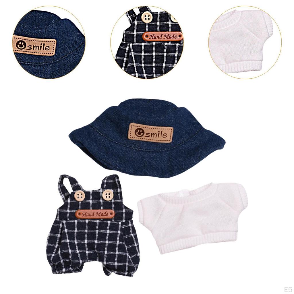 Комбинезон для плюшевой куклы Labubu, реквизит для фотосъемки, подарки на день рождения, штаны для куклы-девочки ростом 17 см, футболка, штаны, шляпа