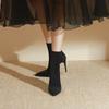 Black Elastic Sock Boots Thin Heels Heel Pointed Toe High Heels Elegant Designer High Quality Boots Autumn Winter Botas Mujer