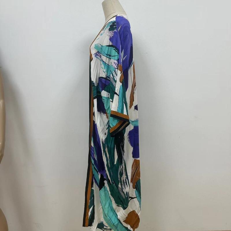 Plus Size Women's Print Beach Holiday Long Cardigan Bikini with Swimsuit Cover Up