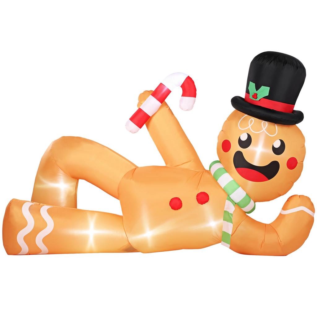 9.8ft Giant Christmas Inflatable Gingerbread Man Side-Lying