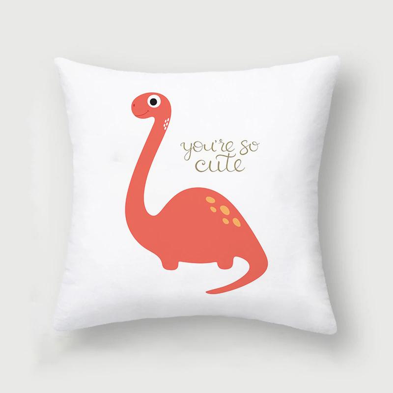 Cute and Interesting Cartoon Dinosaur Throw Pillow Set Sofa Chair Cushion Cover Children's Room Home Decoration Pillowcase 45x45