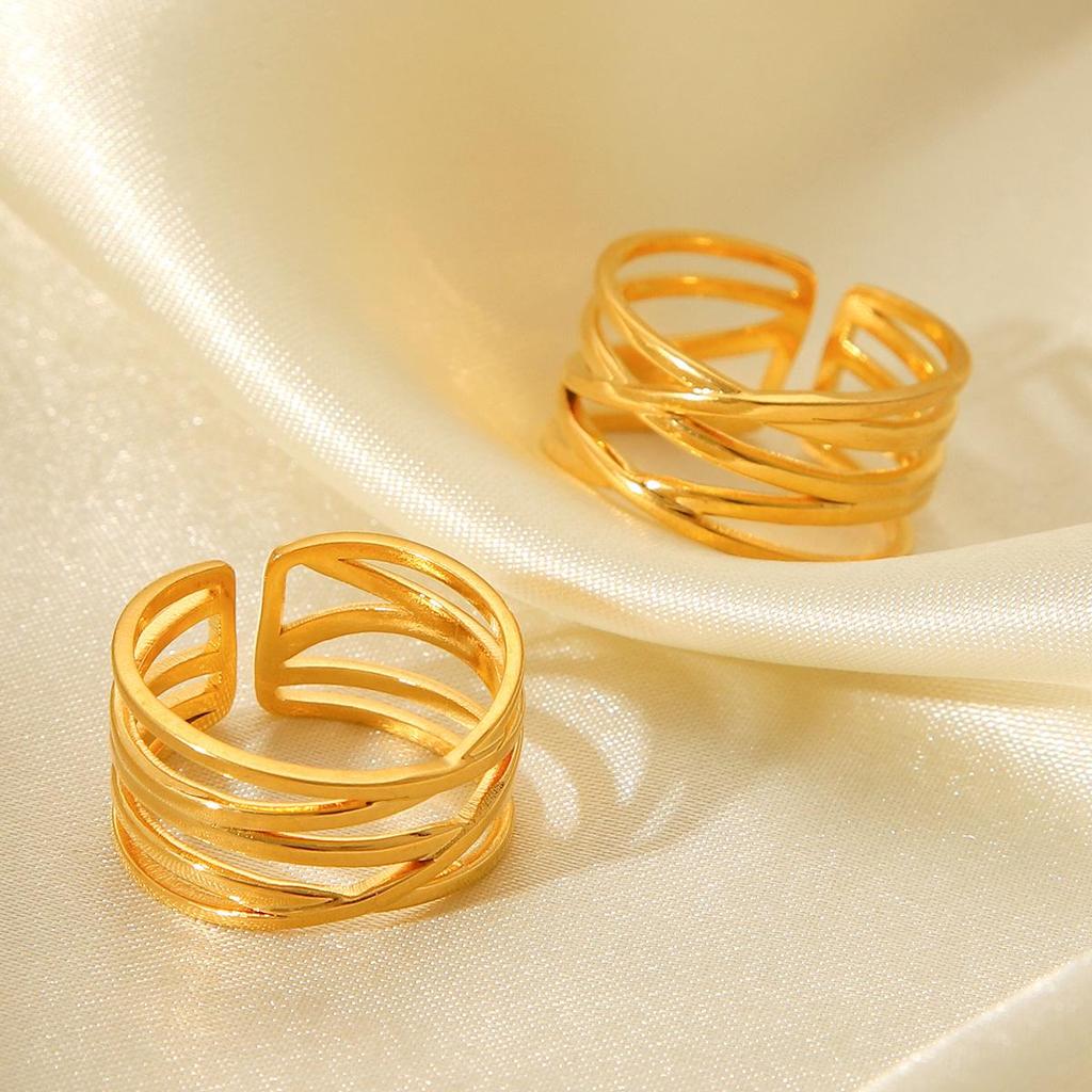 Открытое кольцо из нержавеющей стали с покрытием из 18-каратного золота – Стильное, прочное и универсальное