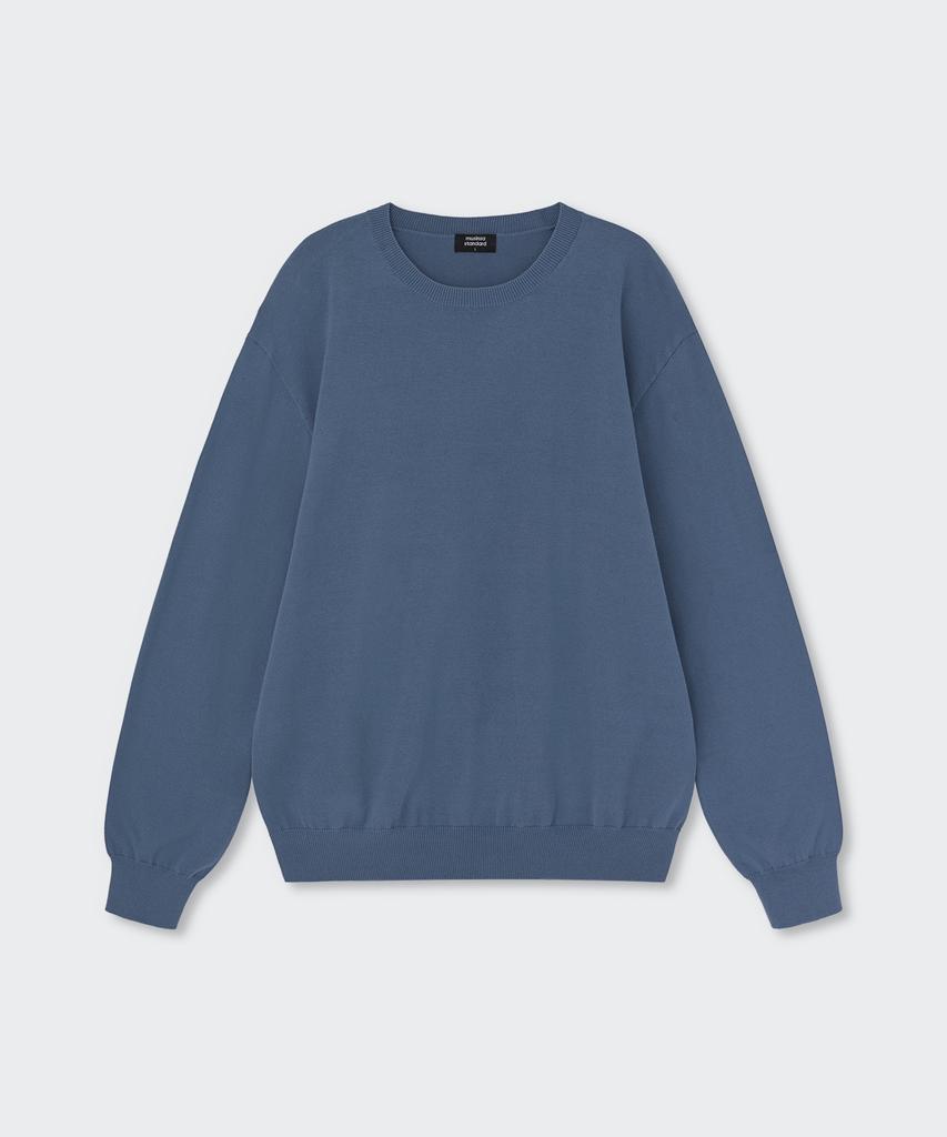 MUSINSA STANDARD Washable Supima Cotton Crew Neck Knit [Blue Grey]