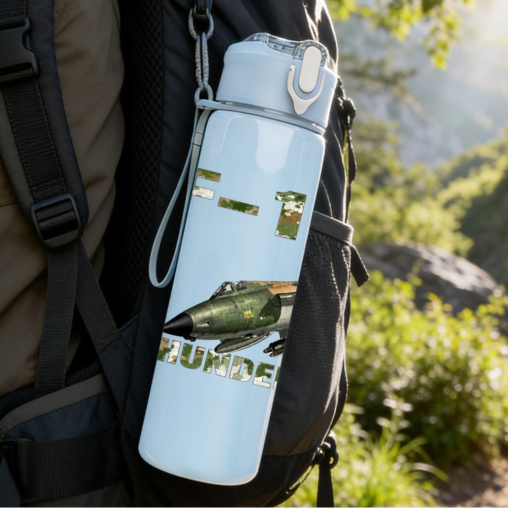 1PC F-105 Plane Jet 750ml sports water bottle leakproof straw lid outdoor office home