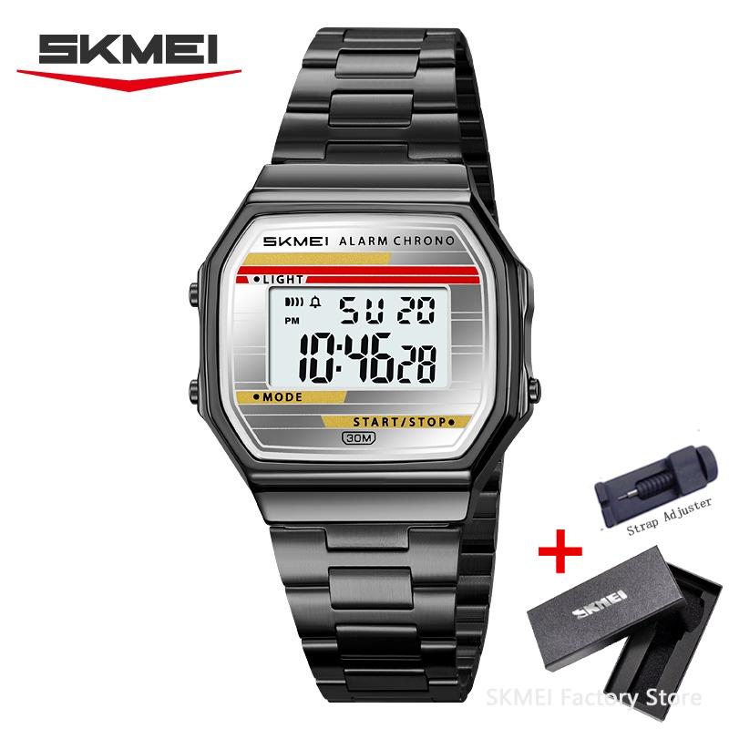 SKMEI 2514 Watch for Men Luxury Stainless Steel Waterproof Sports Digital Mens Wristwatches Relogio Masculino 1123 Alarm Clock
