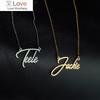 Индивидуальное ожерелье с надписью от руки для женщин, персонализированное индивидуальное ожерелье с табличкой из нержавеющей стали для мужчин