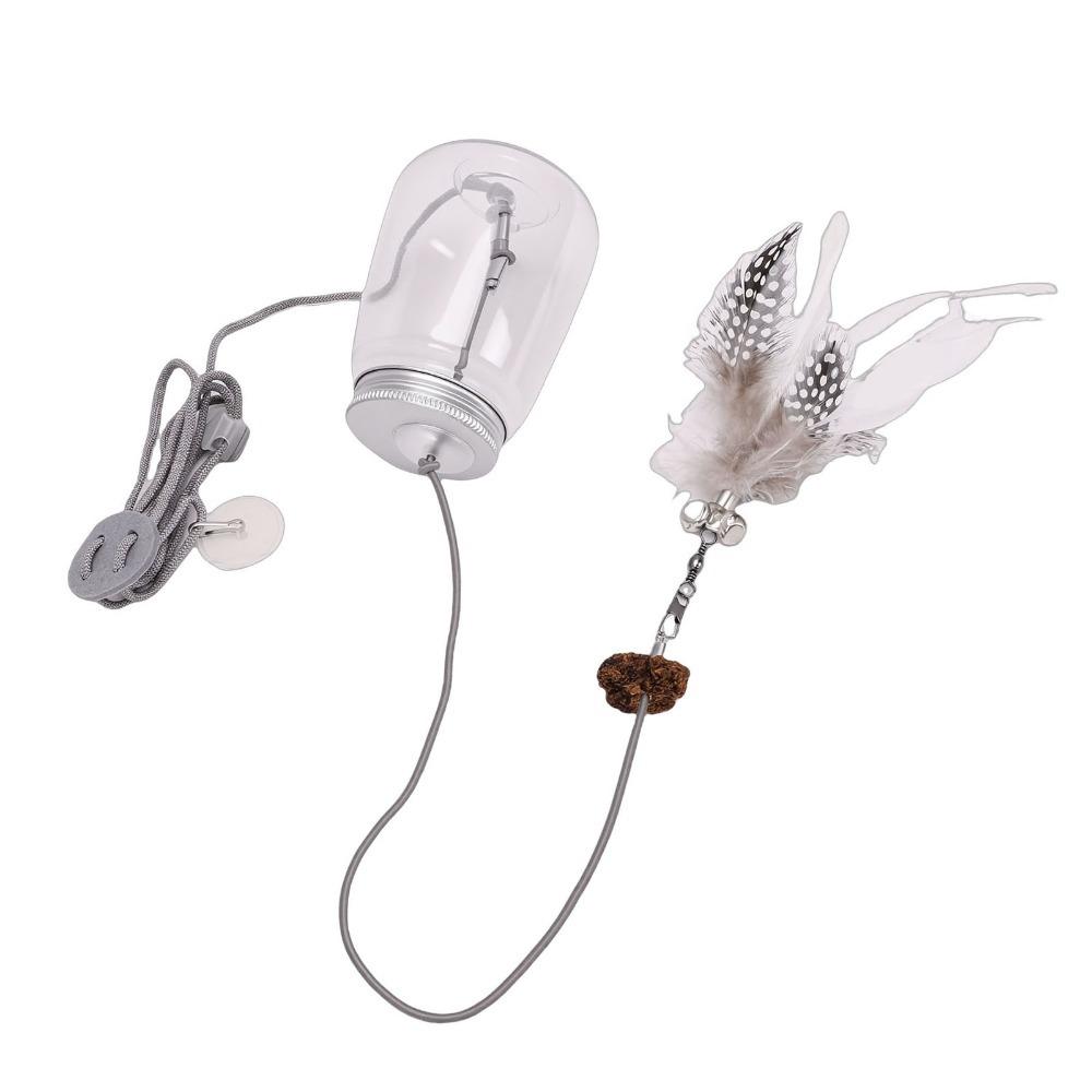 2 in 1 Hanging Cat Toy with Feather Self Play Cat Toy Treat Dispenser Toy Mental Stimulation Play