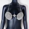 Iced Out Shiny Rhinestone Crop Top Bra Chest Chain Luxury Copper Sexy Body Chain Accessories