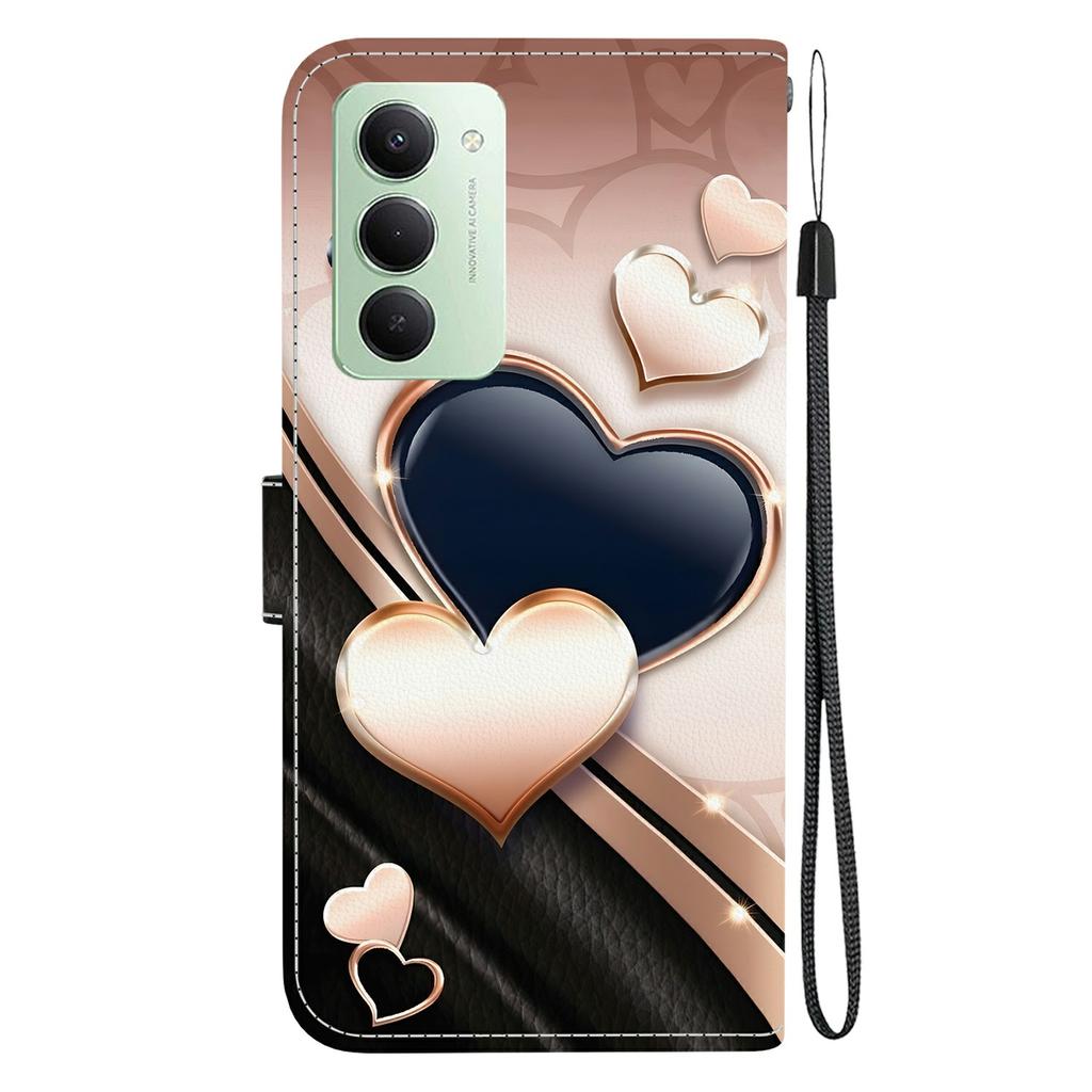 For Xiaomi Redmi 15 4G (EU) (171mm) Leather Case Stand Wallet Pattern Printing Phone Cover with Wrist Strap