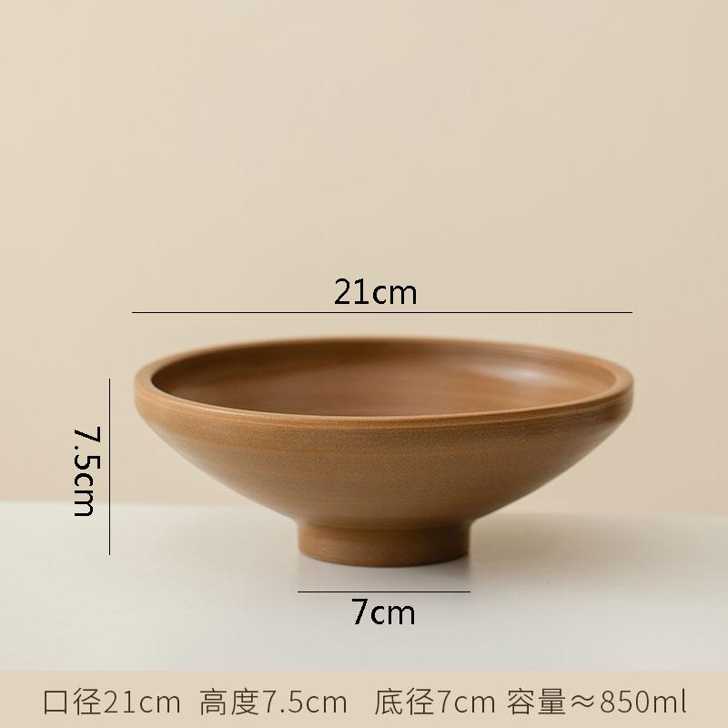 Винтажная грубая керамика глубокая тарелка креативная салатная тарелка на высокой ножке толстая суповая тарелка десертные тарелки фирменная посуда для отеля