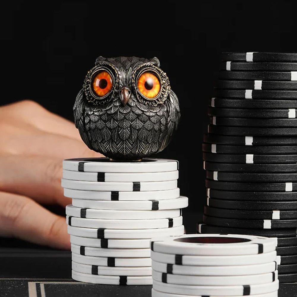 The Wise Watcher of The Felt Lucky Owl Guardian Owl Ornaments for Poker Enthusiasts
