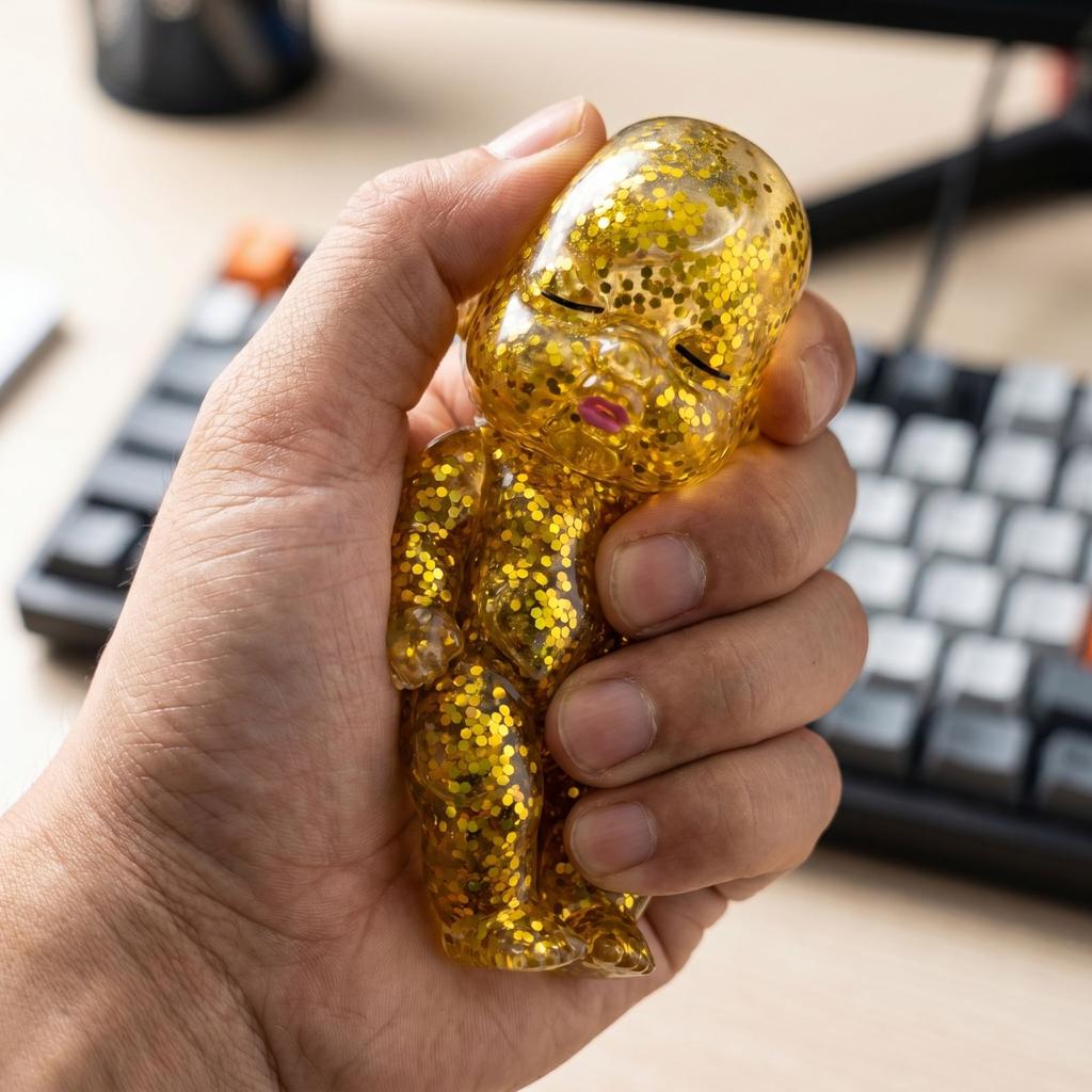 Сенсорная игрушка для снятия стресса, сжимаемая кукла, наполненная блестками, для терапии рук и снижения тревожности, прочный гибкий материал