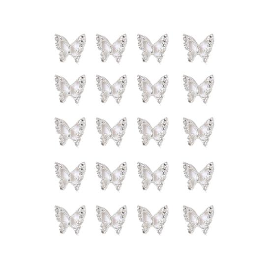 20Pcs Nail Ornaments Creative Shape Fade-Resistant Alloy Unique Butterfly Nail Charms Shiny Manicures Decor Birthday Gift