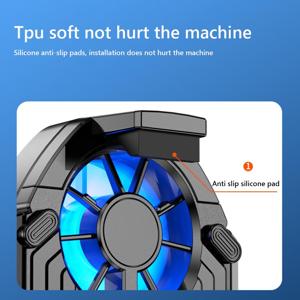Dual Fan Mobile Phone Cooler Plug-in/Rechargeable Portable Game Heat Sink Type-C Air Cooling for Android IOS PUBG Game Cooler