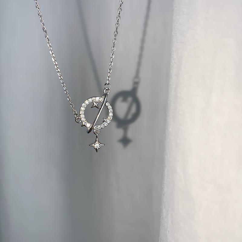 Короткое ожерелье «Планета» Женское приливное видение Вселенной со звездой и кисточкой из циркония Подвеска на ключицу «Холодный ветер»