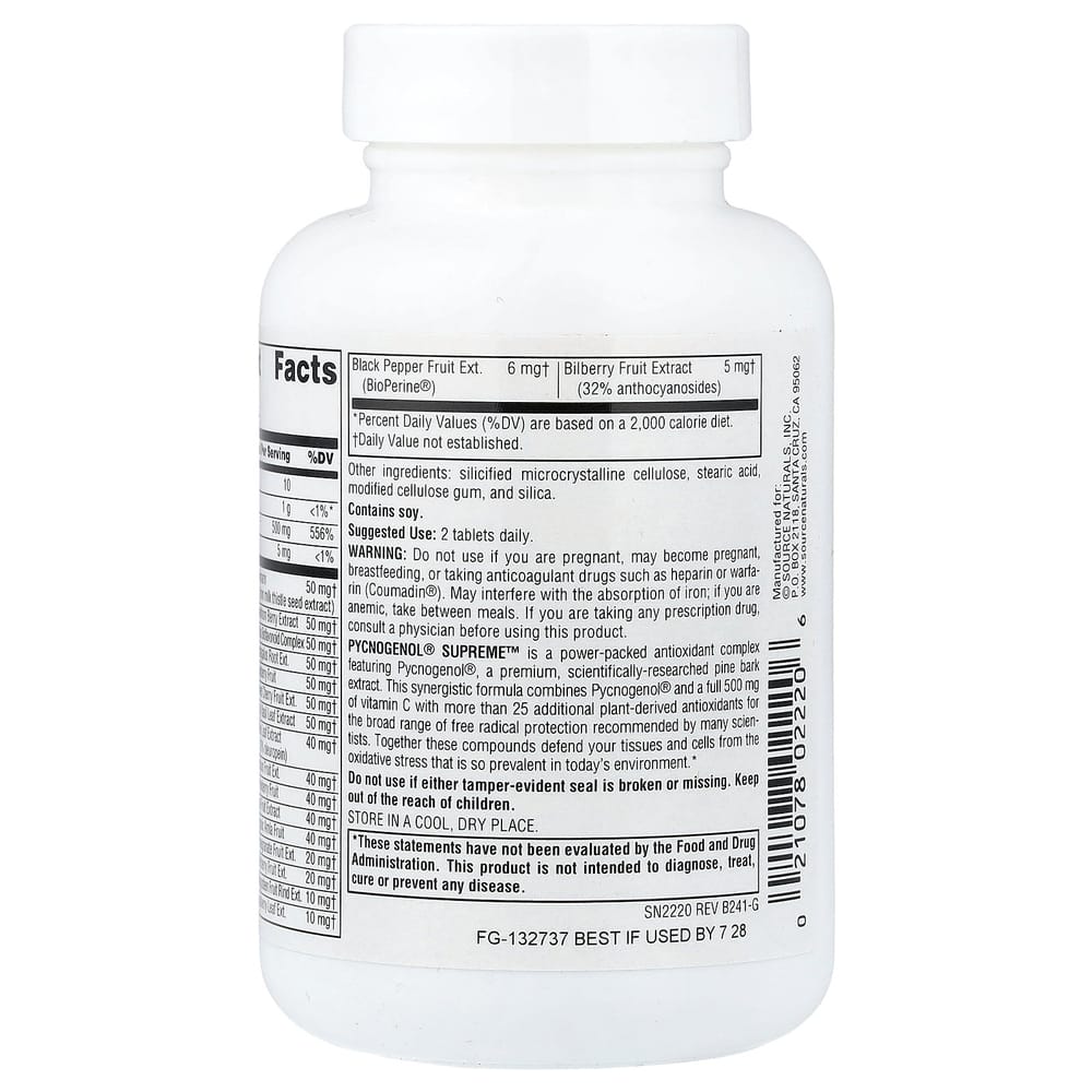 Source Naturals Pycnogenol Supreme, 60 Tablets