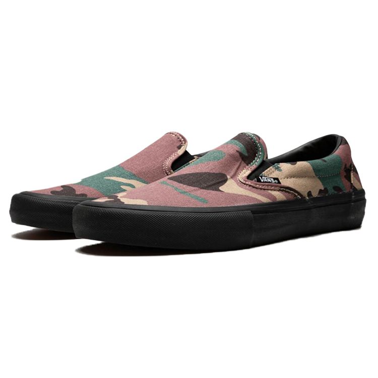 Vans Slip-On Pro Canvas Low Top Skate Shoes Unisex Skate Shoes Military-Green Camouflage VN0A347VKAF