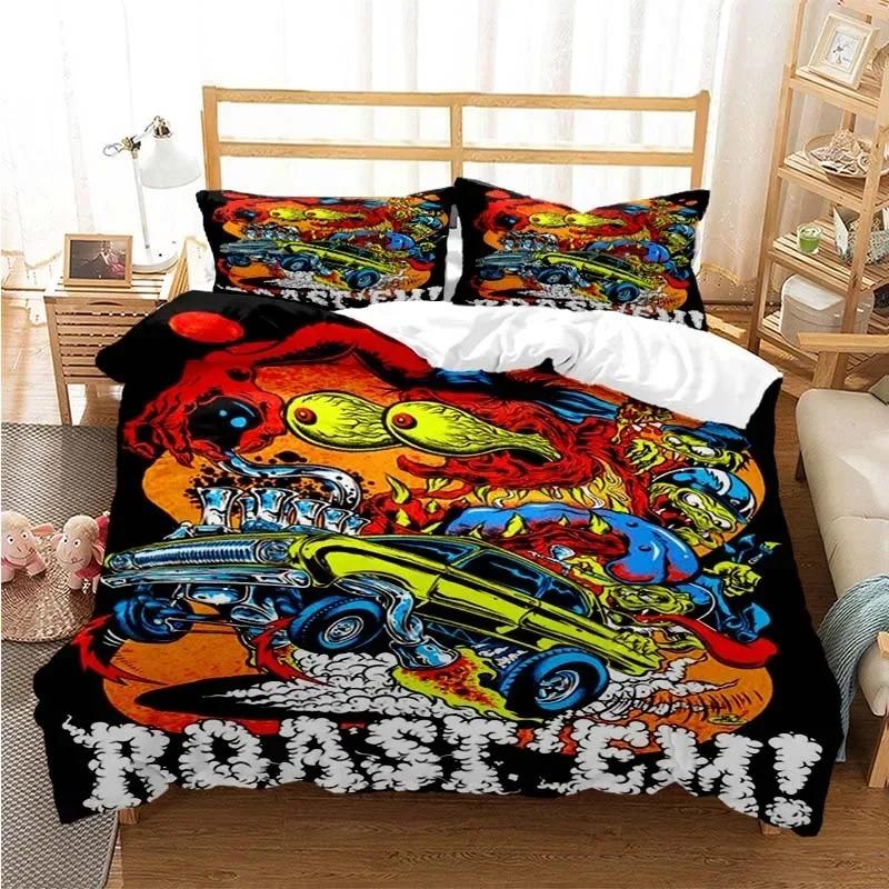 Модный цифровой принт Rat Fink Комплект постельного белья Пододеяльник Одеяло Кровать Односпальная Twin Full Queen Молодежь Дети Девочки Мальчики Подарок