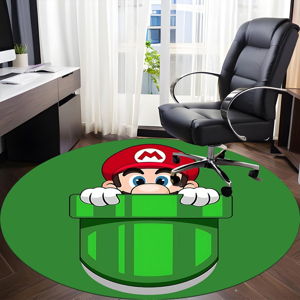1pc Mario Office Round Area Rug, Under Office Chairs Bedroom Living Room Home Decor a1022225