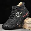 Men's Hiking Boots High Top Leather Plush Outdoor Cotton Shoes Large Size 39-46