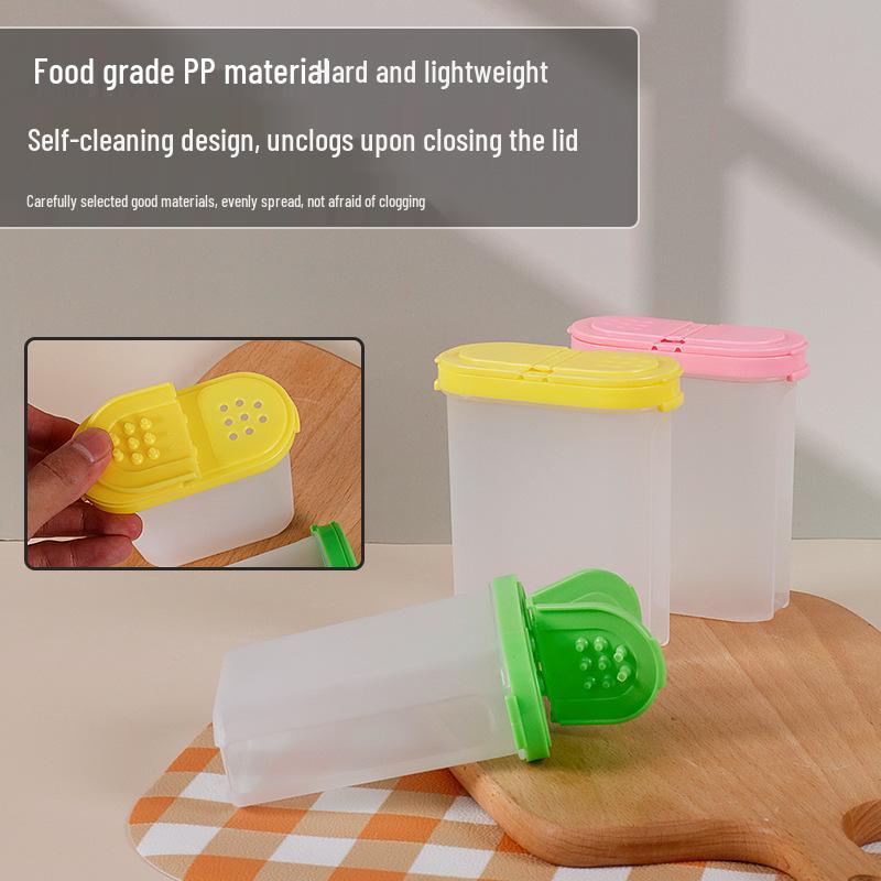 Fashionable Colorful Oval Double-Lid Spice Box | Transparent Seasoning Jar & MSG Container