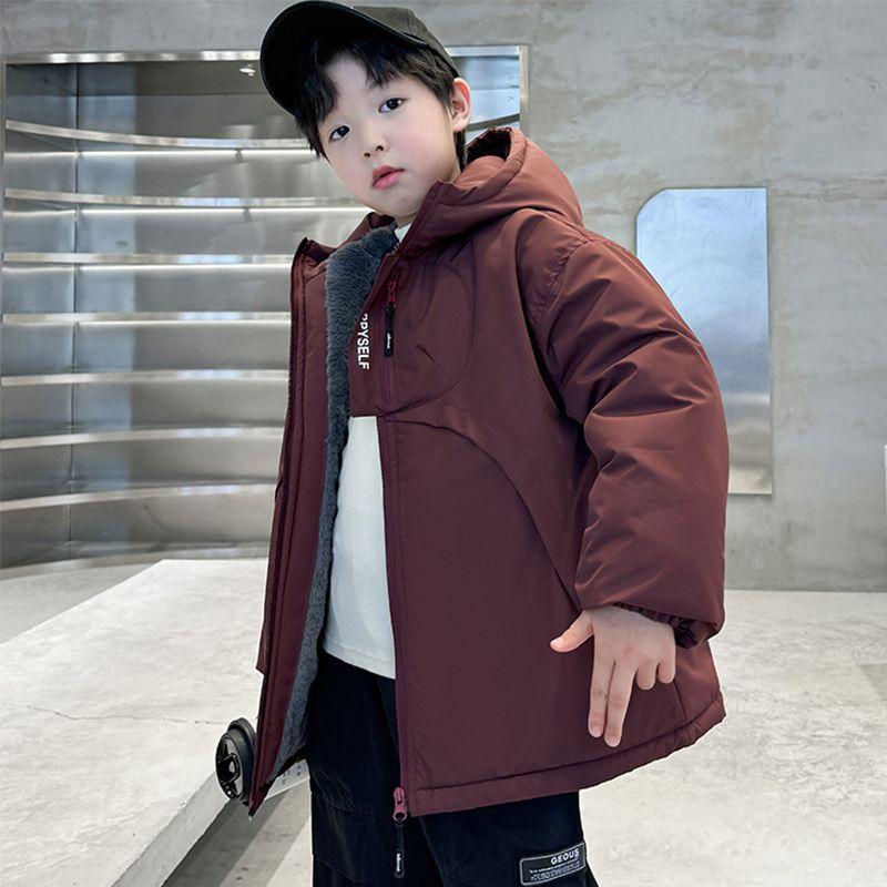 Boys' Casual Quilted Jacket: Thick, Fleece-Lined Winter Jacket for Kids