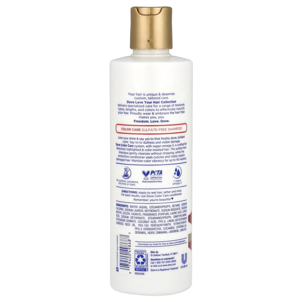 DOVE Sulfate-Free Shampoo, Color Care, 13.5 Fl Oz (400 Ml)