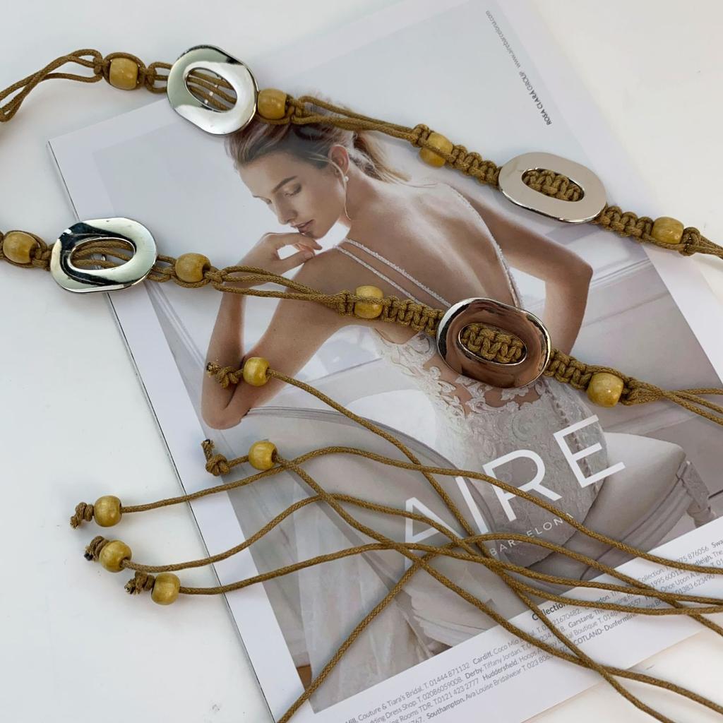 Vintage Woven Bohemian Waist Rope With Skirt Ethnic Style Decorative Summer Belt Simple Waist Chain Belt