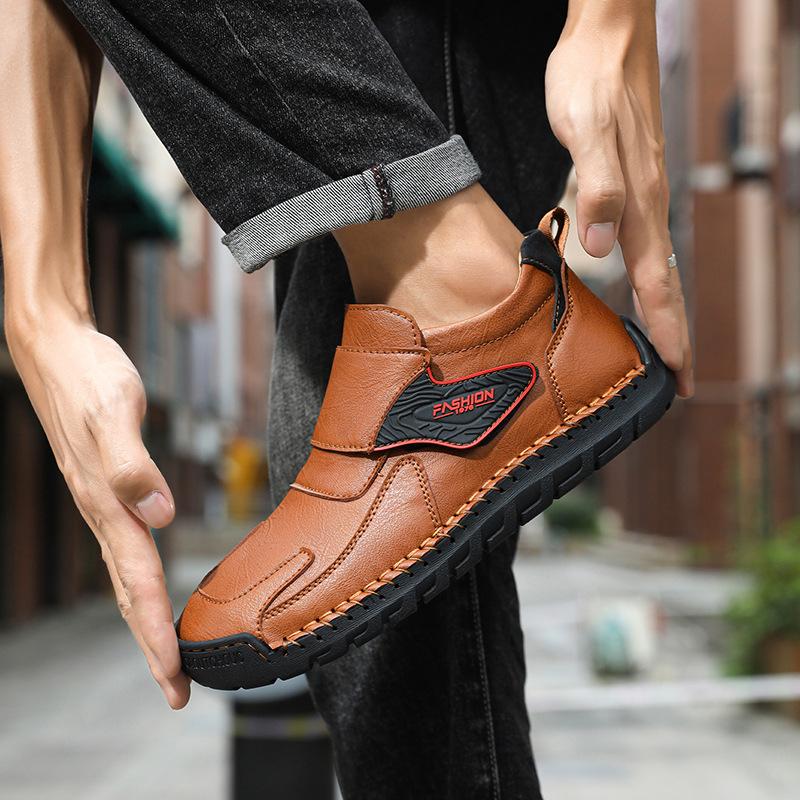 Осенние и зимние мужские туфли ручной работы, большие размеры, средние, для повседневного ношения, для ленивых мужчин, для вождения с одной педалью, кожаные туфли для мужчин