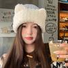 Милая шапка с кошачьими ушками, плюшевая вязаная шапка смешанных цветов для женщин на осень и зиму, милая шапочка, подчеркивающая лицо, маленькая шерстяная шапка, теплая шапка с защитой ушей
